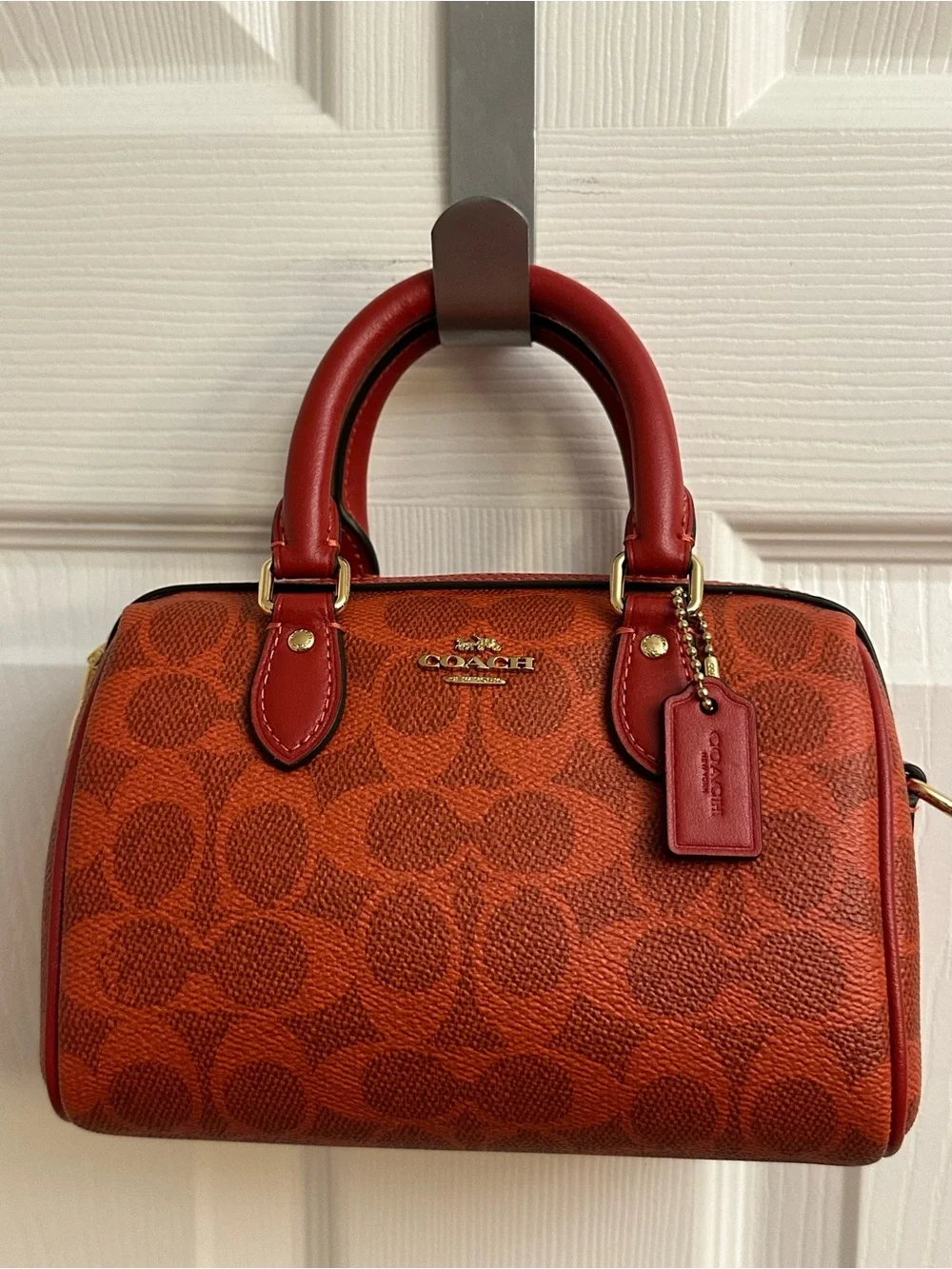 Coach Red Signature Mini Satchel with Gold Hardware